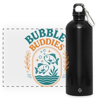 Bubble Buddies - Panoramic Drinks Bottle with Carabiner 750 ml - black - Front