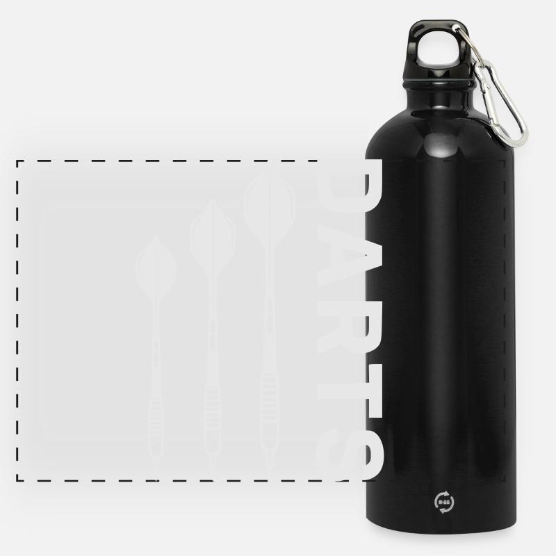 Darts Pfeile Silhouette - Panorama Trinkflasche mit Karabiner 750 ml - Schwarz