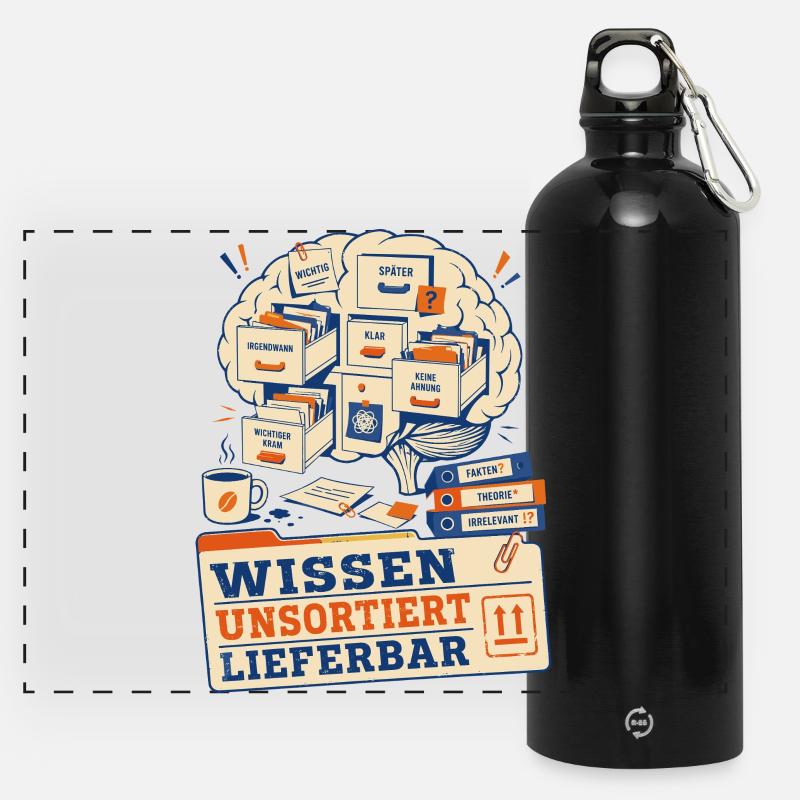 Wissen unsortiert lieferbar - Panorama Trinkflasche mit Karabiner 750 ml - Schwarz