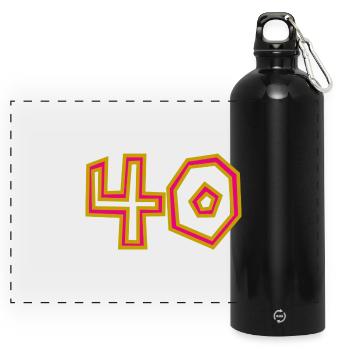 40. 40 YEARS. 40th ANNIVERSARY. 40 YEARS ANNIVERSARY. - Panoramic Drinks Bottle with Carabiner 750 ml - black - Front