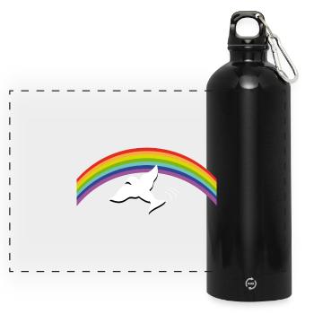 RAINBOW Regenbogen with peace dove - Panoramic Drinks Bottle with Carabiner 750 ml - black - Front