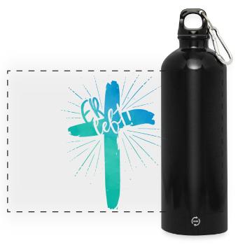 Er lebt - Panorama Trinkflasche mit Karabiner 750 ml - Schwarz - Vorne