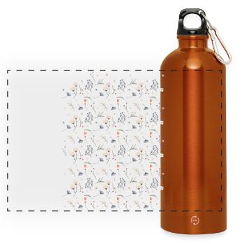 Pastel floral pattern - Panoramic Drinks Bottle with Carabiner 750 ml - burnt orange - Front