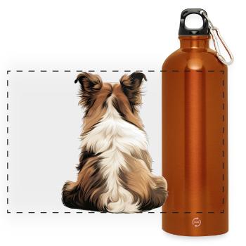 Shetland Sheepdog - Panoramic Drinks Bottle with Carabiner 750 ml - burnt orange - Front