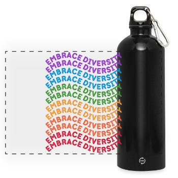 Lgbt. Embrace diversity - Panoramic Drinks Bottle with Carabiner 750 ml - black - Front