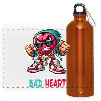 Evil heart design - Panoramic Drinks Bottle with Carabiner 750 ml - burnt orange - Front