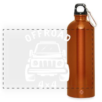 offroad 4x4 Geländewagen - Auto und Wildnis - Panorama Trinkflasche mit Karabiner 750 ml - Orange - Vorne