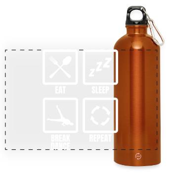 Eat Sleep Break Dance Repeat - Panorama Trinkflasche mit Karabiner 750 ml - Orange - Vorne