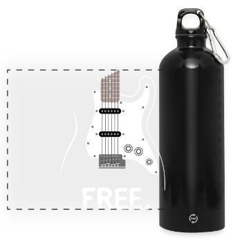 Electric Guitar Free Rock Music Design - Panoramic Drinks Bottle with Carabiner 750 ml - black - Front