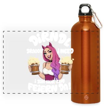 Dirndl Remplacement Chat Oreilles Fille de Fête Avec Mesure De Bière - Gourde panoramique avec mousqueton 750 ml - orange - Devant