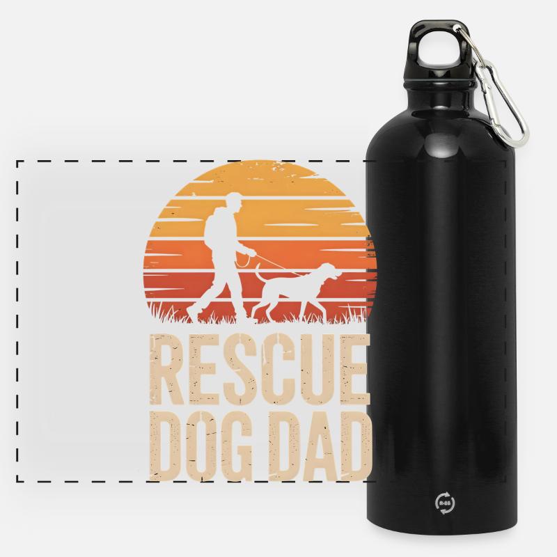 Conception vintage de Papa de Coucher de Soleil de Chien de Refuge - Gourde panoramique avec mousqueton 750 ml - noir