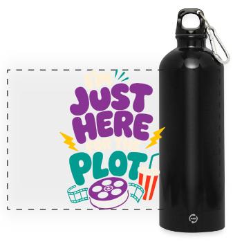 Just Here For The Plot - Panorama Trinkflasche mit Karabiner 750 ml - Schwarz - Vorne