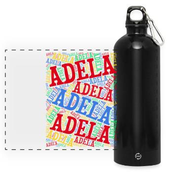 t-shirt Adela word cloud t-shirt gift idea - Panoramic Drinks Bottle with Carabiner 750 ml - black - Front