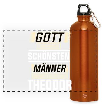 Theodore the Most Beautiful Man Shaped by God Design - Panoramic Drinks Bottle with Carabiner 750 ml - burnt orange - Front