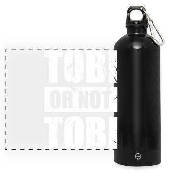 Tobi or not Tobi - Original Retro Design - Panorama Trinkflasche mit Karabiner 750 ml - Schwarz - Vorne