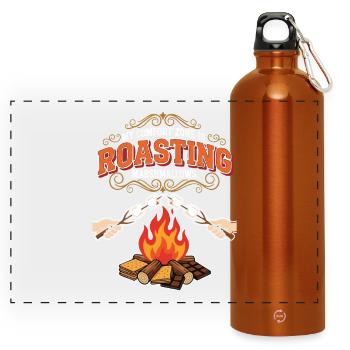 Camping Humor Komfortzone Marshmallows rösten - Panorama Trinkflasche mit Karabiner 750 ml - Orange - Vorne