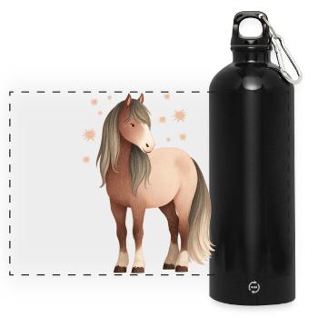 Étoiles de cheval - Gourde panoramique avec mousqueton 750 ml - noir - Devant