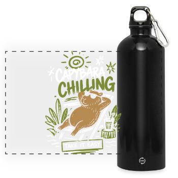 Capybara Froid Prends ça relax - Gourde panoramique avec mousqueton 750 ml - noir - Devant