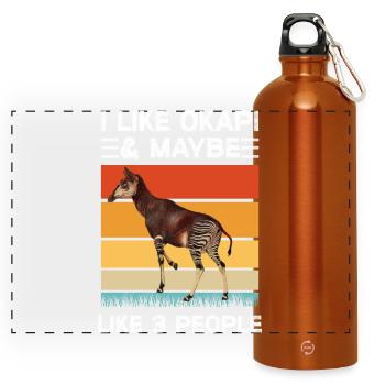 Ich mag Okapi - Panorama Trinkflasche mit Karabiner 750 ml - Orange - Vorne
