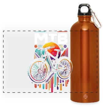 Vibrant MTB Cycling Sunset Design - Panoramic Drinks Bottle with Carabiner 750 ml - burnt orange - Front