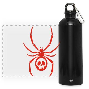 Red spider mite and skull - Panoramic Drinks Bottle with Carabiner 750 ml - black - Front
