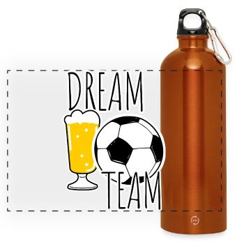 Dream Team! for all sports and beer fans! - Panoramic Drinks Bottle with Carabiner 750 ml - burnt orange - Front
