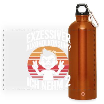 Excessive Alcohol Consumption I Take 2 Funny - Panoramic Drinks Bottle with Carabiner 750 ml - burnt orange - Front