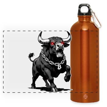 Bitcoin Bull Red Laser Eyes Crypto Bull Run - Panoramic Drinks Bottle with Carabiner 750 ml - burnt orange - Front