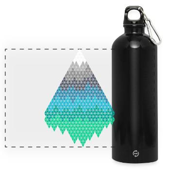 Pixel Mountains - Panoramic Drinks Bottle with Carabiner 750 ml - black - Front