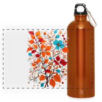 Fleurs aux noix - Gourde panoramique avec mousqueton 750 ml - orange - Devant