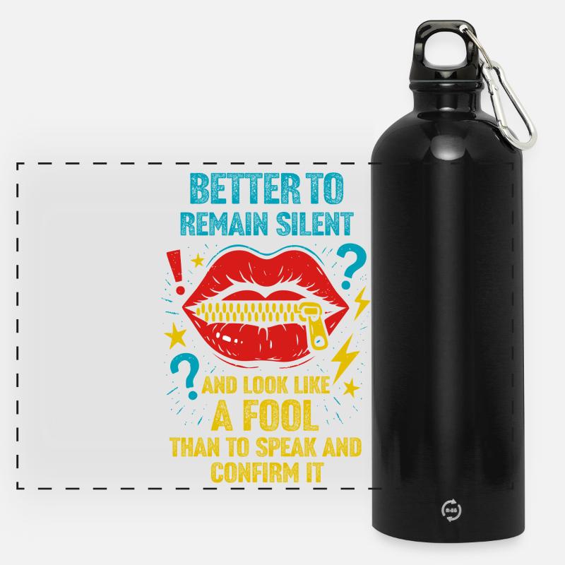 Bold Graphic Message T-Shirt - Panoramic Drinks Bottle with Carabiner 750 ml - black