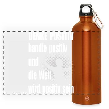 Pensée positive Motivation Dicton Homme - Gourde panoramique avec mousqueton 750 ml - orange - Devant