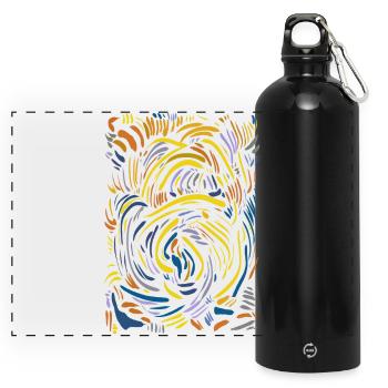 Abstrakt - Panorama Trinkflasche mit Karabiner 750 ml - Schwarz - Vorne