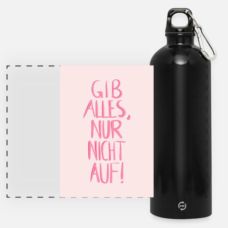 Give it your all - pink red - Panoramic Drinks Bottle with Carabiner 750 ml - black