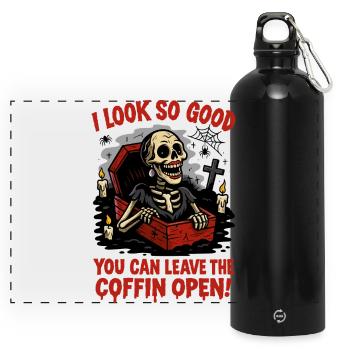 Open Coffin Style - Panoramic Drinks Bottle with Carabiner 750 ml - black - Front