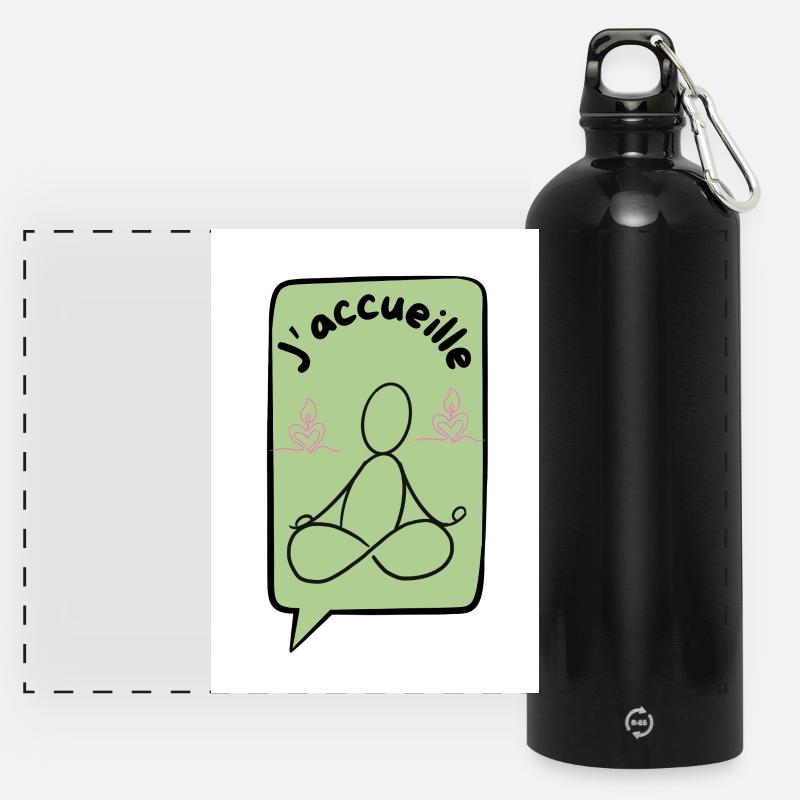 J'acceuille ocre - Gourde panoramique avec mousqueton 750 ml - noir