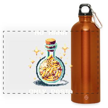No Mana | Only Pasta Prepping Humor - Panorama Trinkflasche mit Karabiner 750 ml - Orange - Vorne