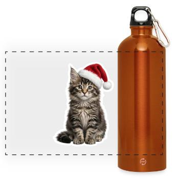 Bébé Chat Maine Coon avec Chapeau - Gourde panoramique avec mousqueton 750 ml - orange - Devant