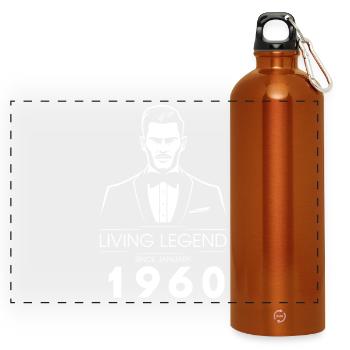66. Geburtstag Living Legend (GENT) since 01/1960 - Panorama Trinkflasche mit Karabiner 750 ml - Orange - Vorne
