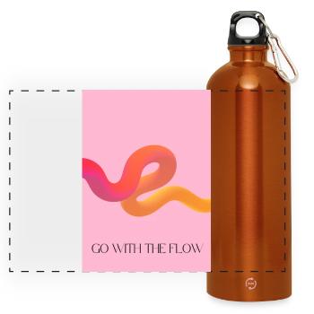Mit dem Strom schwimmen - Panorama Trinkflasche mit Karabiner 750 ml - Orange - Vorne