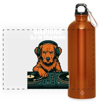 DJ Toller Hund – Avertissement : DJ en formation - Gourde panoramique avec mousqueton 750 ml - orange - Devant