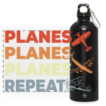 Airplane enthusiasts - Panoramic Drinks Bottle with Carabiner 750 ml - black - Front