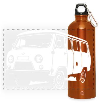 Boîte à pain sur roulettes - Gourde panoramique avec mousqueton 750 ml - orange - Devant
