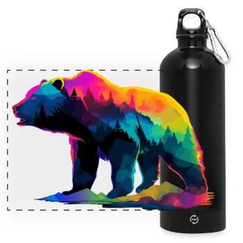 L’ours dans les montagnes - Gourde panoramique avec mousqueton 750 ml - noir - Devant