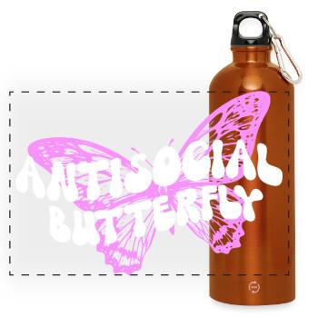 Graphique inspirant de fan papillon - Gourde panoramique avec mousqueton 750 ml - orange - Devant