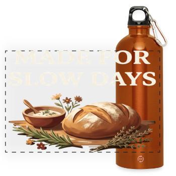 Slow Days Bread Herb Trost Cottagecore Farm - Panorama Trinkflasche mit Karabiner 750 ml - Orange - Vorne
