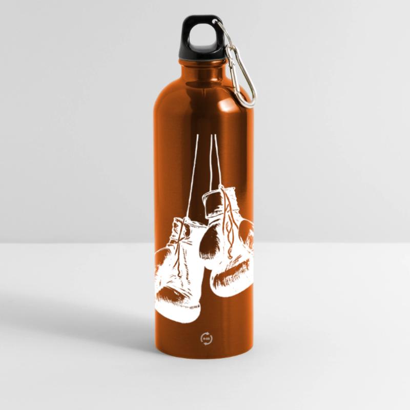 Conception de gants de boxe blancs suspendus. Conception de logo Gourde panoramique avec mousqueton 750 ml