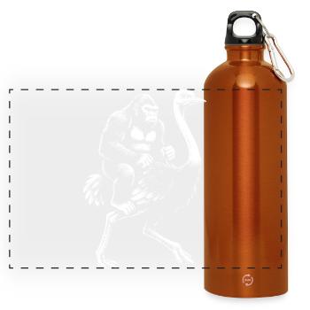 Gorille chevauchant une autruche illustration - Gourde panoramique avec mousqueton 750 ml - orange - Devant