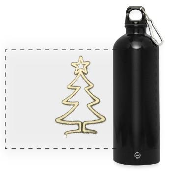 Urban Christmas Tree – One Line Art Weihnachts Des - Panoramic Drinks Bottle with Carabiner 750 ml - black - Front