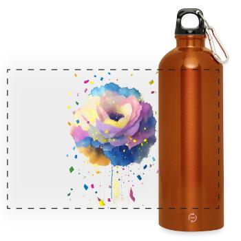Flower - Panoramic Drinks Bottle with Carabiner 750 ml - burnt orange - Front